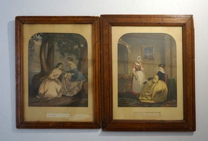 Ensemble de 6 gravures en couleurs sur le...