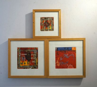Ensemble de 3 pièces encadrées, technique...