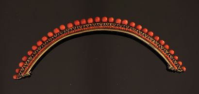 DIADEME en argent doré min 800/°°, la frise...