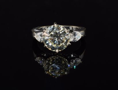 SOLITARY RING in 18K (750/°°) white gold,...