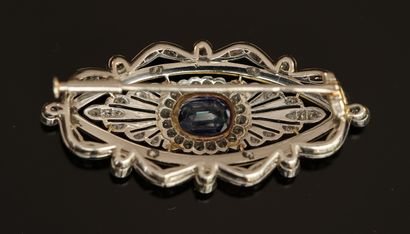 BROCHE PLAQUE en platine 950/°° et or jaune...