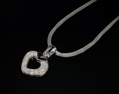 NECKLACE in 18K (750°°) white gold, knitted,...
