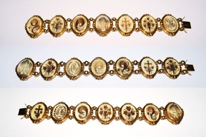 ENSEMBLE DE 3 BRACELETS en or jaune 18K (750/°°)...