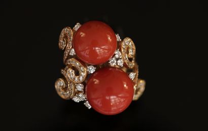 COKTAIL ring in 18K (750/°°) yellow gold,...