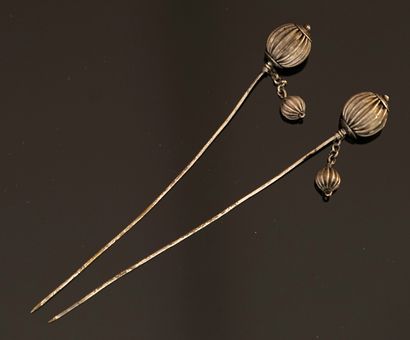 PAIR OF LARGE regional silver-plated pins...