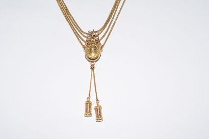 COLLIER en or jaune 18K (750°°), style esclave...