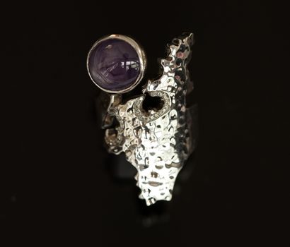 AC- Free-form, textured modernist ring in...