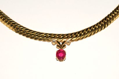 COLLAR in 18K (750/°°) yellow gold, drop...