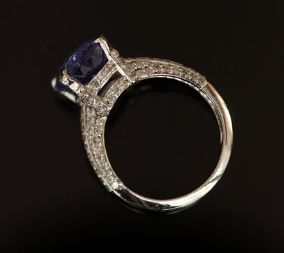 RING in 18k (750/°°) white gold centered...