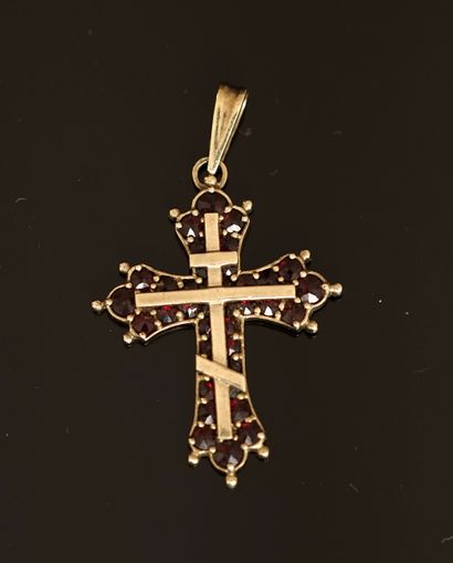 CROSS PENDANT in silver gilt min 800/° set...