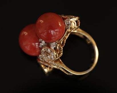 COKTAIL ring in 18K (750/°°) yellow gold,...