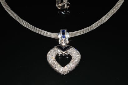 NECKLACE in 18K (750°°) white gold, knitted,...