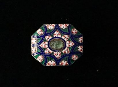 Silver gilt box min 800°/°° polychrome enameled...