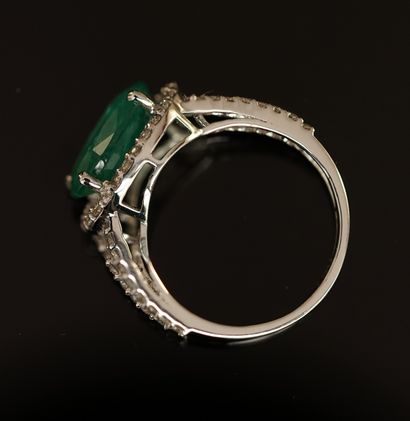 18k (750/°°) white gold ring centered on...