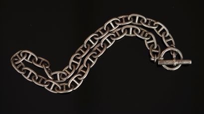 COLLIER en métal argenté à maillons chaîne...