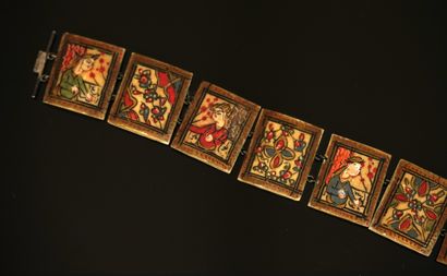 FANTAISIE - BRACELET en os à éléments rectangulaires...