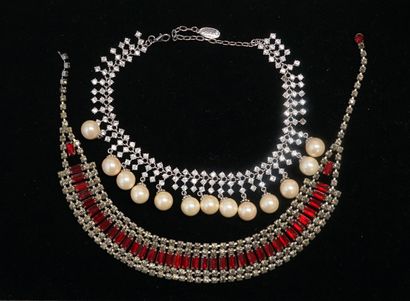 FANTAISIE - ENSEMBLE en métal argenté, strass...