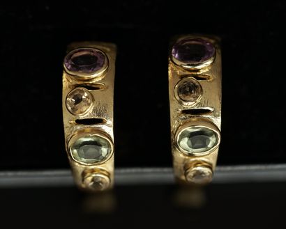 PAIRE DE DEMI-CREOLES en argent doré 925/°°...