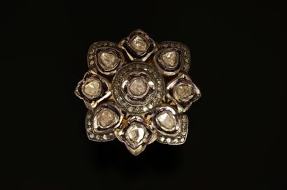 BAGUE en argent doré 925/°° et or jaune 9K...