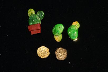 MAISON CR - 3 BOUTONS DE MANCHETTES cactus...