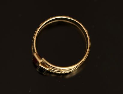 BAGUE ancienne en pomponne formant 2 anneaux...