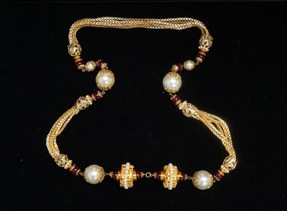 COLLIER COUTURE vintage en métal doré composé...