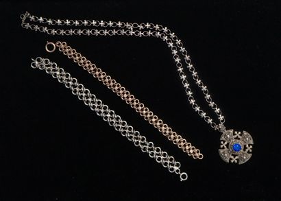 ENSEMBLE en argent et argent doré min 800/°°...