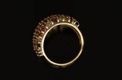 BAGUE bandeau en argent doré 925/°° sertie...