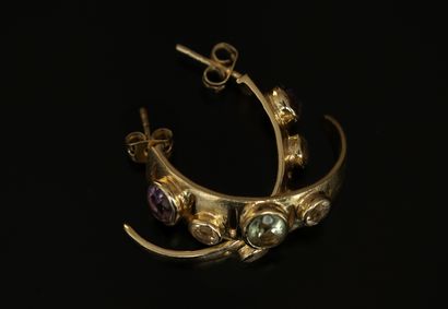 PAIRE DE DEMI-CREOLES en argent doré 925/°°...