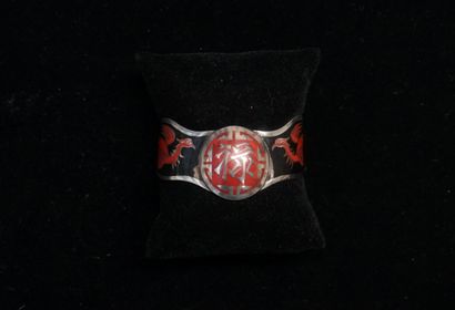 BRACELET rigide ouvert mouvementé en argent...