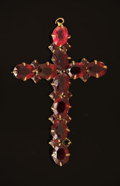 RELIGIOSA - CROIX en métal doré ornée de...
