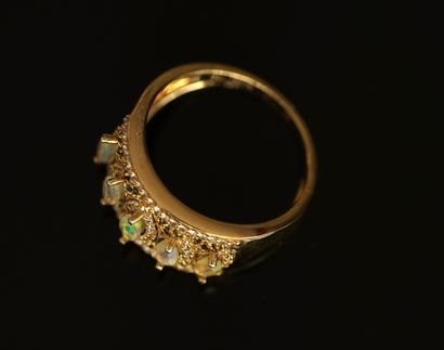 BAGUE BANDEAU en argent doré 925/°° sertie...