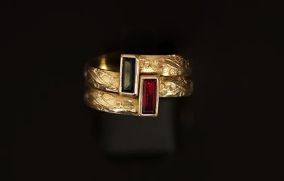 BAGUE ancienne en pomponne formant 2 anneaux...