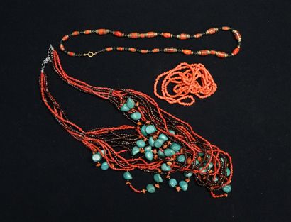 FANTAISIE - ENSEMBLE en métal doré, perles...