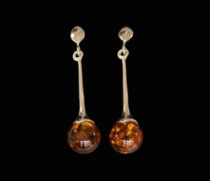 PAIRE DE PENDANTS D'OREILLES en argent min...