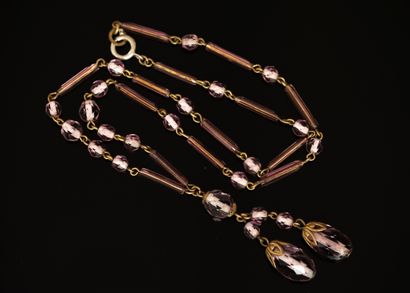 COLLIER NEGLIGE en métal doré et perles de...