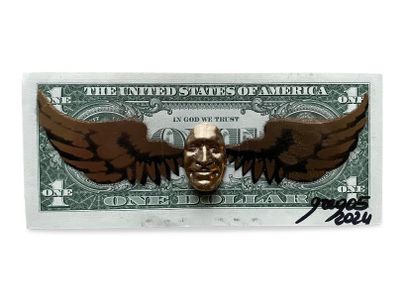 Gregos (Né en 1972)
Gold Flying Dollar, 2024
Peinture...
