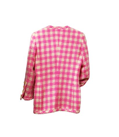 ESCADA - Pink gingham mini-skirt suit set,...