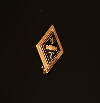 BROCHE INSIGNE losangique en or rose 14K...