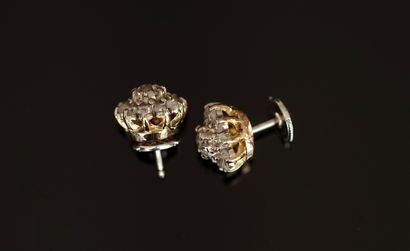 PAIRE DE CLOUS D'OREILLES en or jaune
 et...