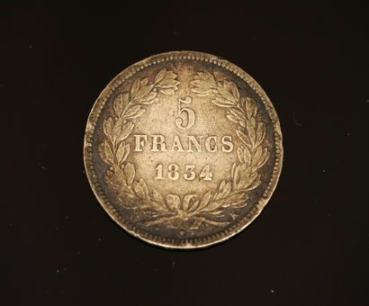PIECE en argent 900/°° de 5 francs Louis...
