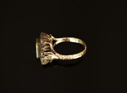BAGUE en or jaune 14K (585/°°) et argent...