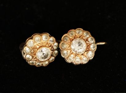 PAIR OF DORMEUSES in 14K (585/°°) yellow...