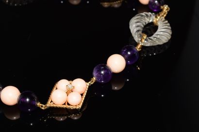 FRED - NECKLACE in 18K (750°/°°) gold embellished...