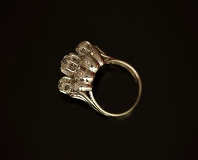 Platinum wire ring centered with a line of...