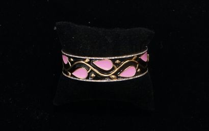 BRACELET rigide ouvrant en argent doré 925/°°...
