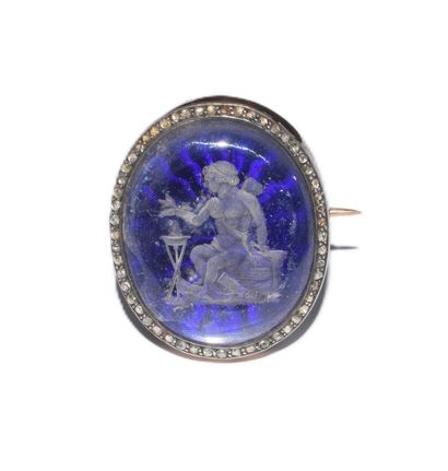 BROCHE en or jaune 18K (750°/°°) ornée d’une...