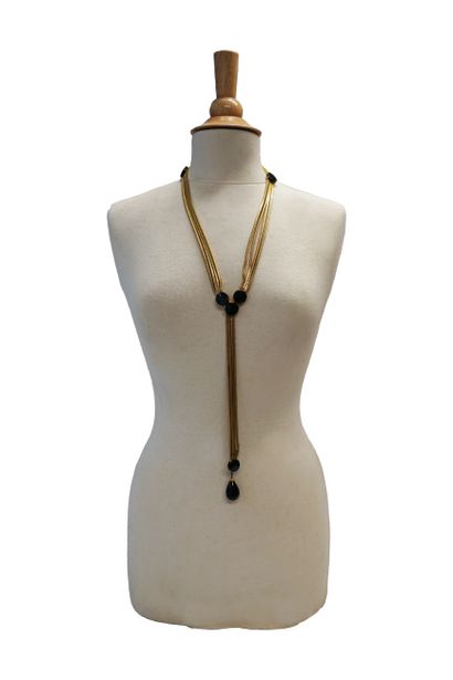 Gilded metal belt with several square snake...