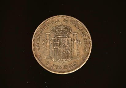 PIECE en argent 900/°° de 5 pesetas Amedeo...