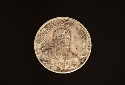 PIECE en argent 830/°° de 5 francs suisse,...